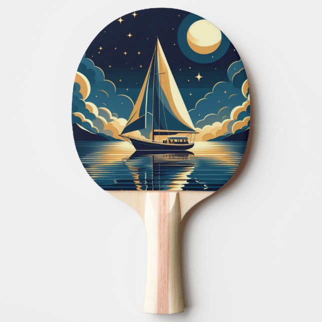 Raquete De Ping Pong Navio à noite (Frente)