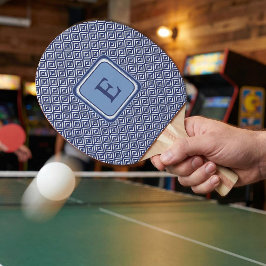 Raquete De Ping Pong Navy Geometric Chevron Monogram Design