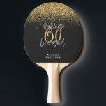 Raquete De Ping Pong Negra-reluzente moderna e 60 anos<br><div class="desc">Um presente de aniversário de 60 anos,  preto e ouro moderno. Parte de uma coleção elegante de na moda.</div>