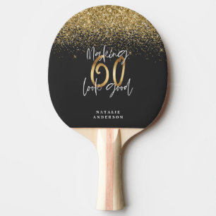 Raquete De Ping Pong Negra-reluzente moderna e 60 anos