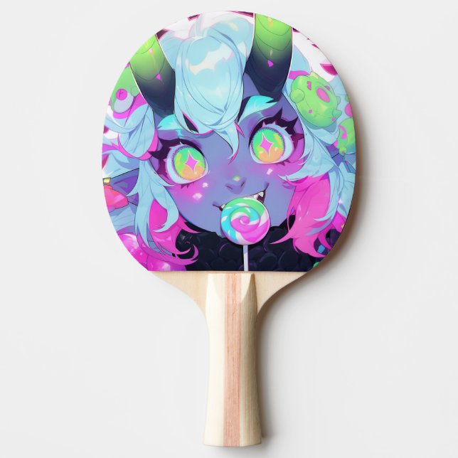 Raquete De Ping Pong Neon Candy Demon Monster Girl (Frente)