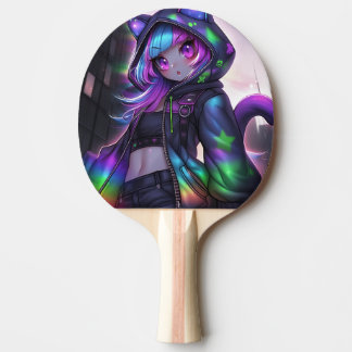 Raquete De Ping Pong Neon Catgirl Table Tennis Vibes