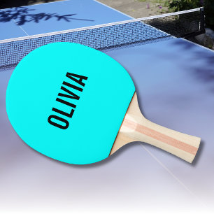 Raquete De Ping Pong Neon Cyan Modern Name   Tendência minimalista