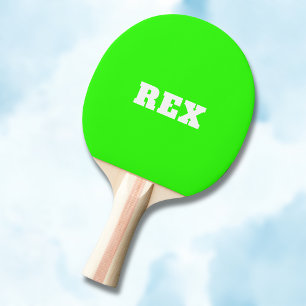 Raquete De Ping Pong Neon Green e White Modern Name Pet