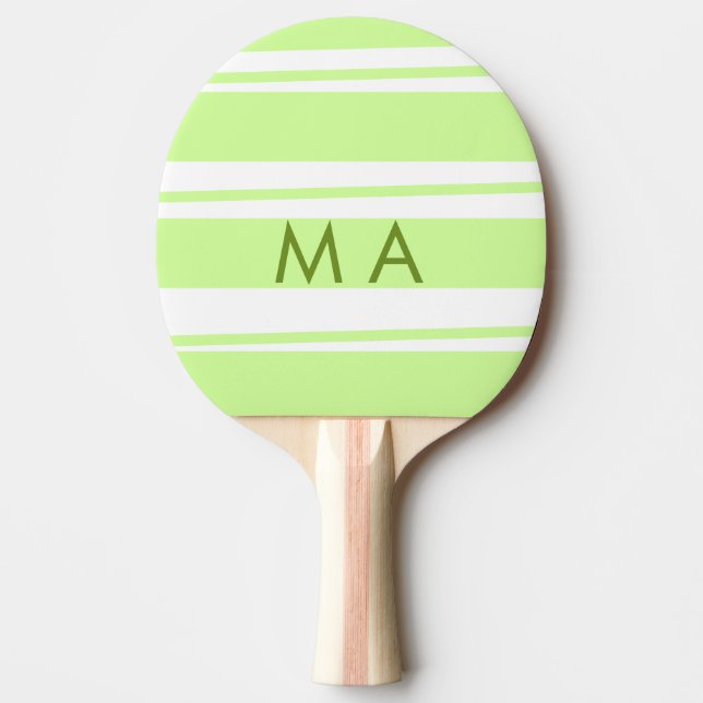 Raquete De Ping Pong Neon green stripes monograma com letra grega (Frente)