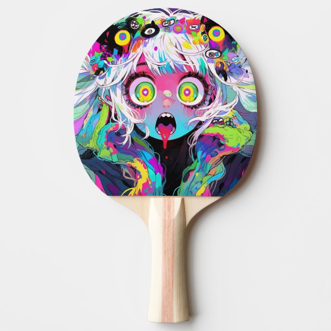Raquete De Ping Pong Neon Kawaii Shockwave: Anima Psicodélica (Frente)