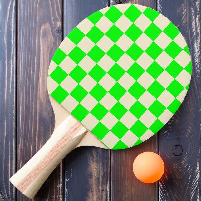Raquete De Ping Pong Neon Verde e Xadrez Creme (Criador carregado)