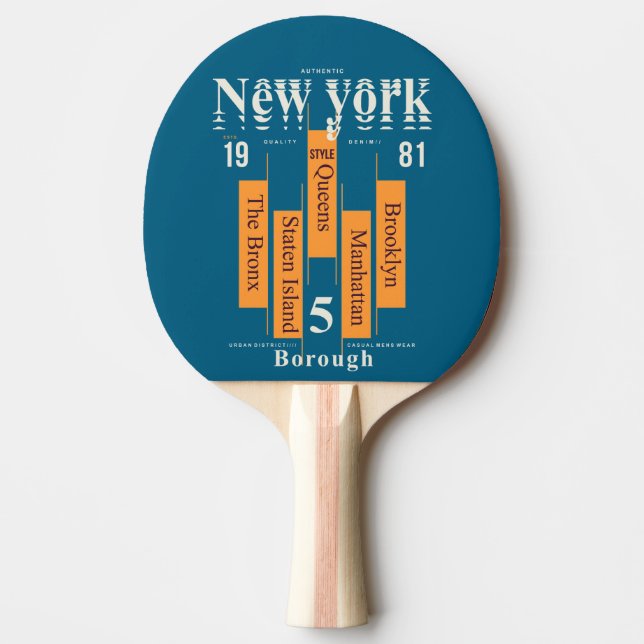 Raquete De Ping Pong New York Cinco Boroughs: Legado Urbano (Frente)