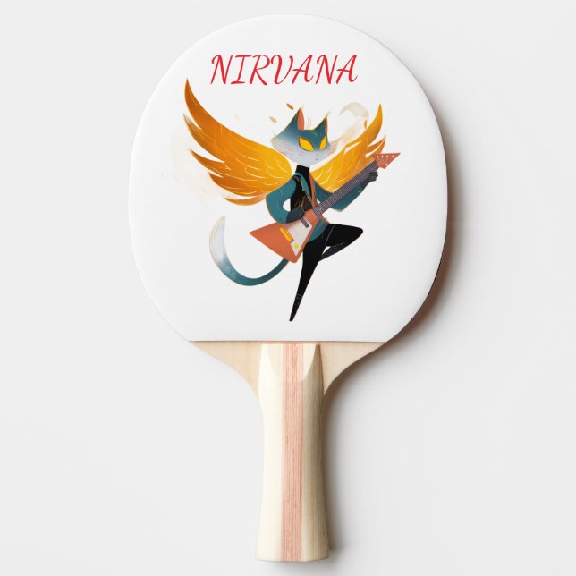 Raquete De Ping Pong Nirvana Gato com Guitarra & Asas – Travesseiro de  (Frente)