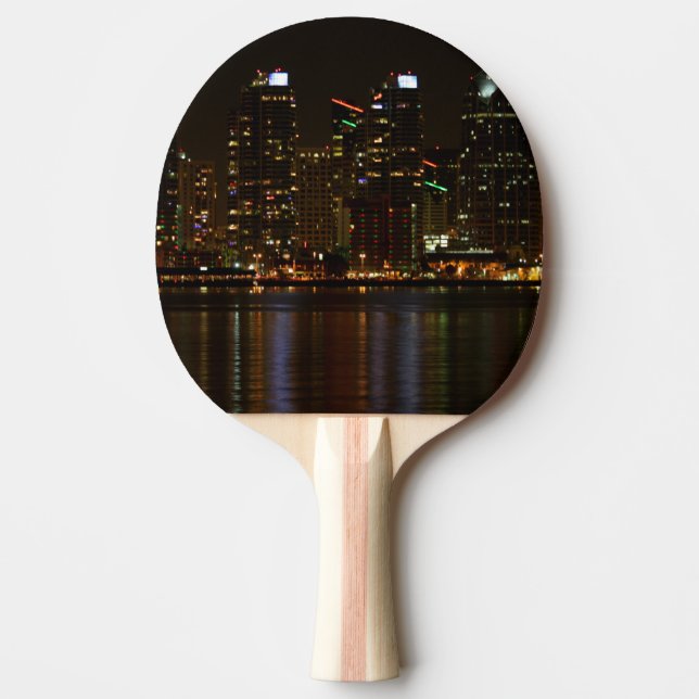 Raquete De Ping Pong Noite da skyline de San Diego (Frente)