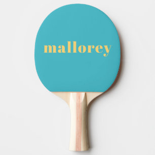 Raquete De Ping Pong Nome Amarelo Azul Colorido Simples