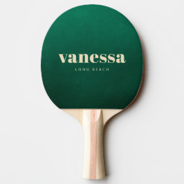 Raquete De Ping Pong Nome Clássico Minimalista Moderno Verde Esmeralda