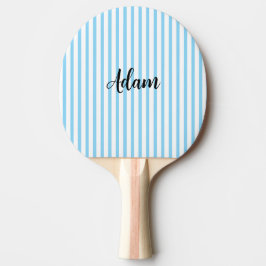 Raquete De Ping Pong Nome com Listra Azul e Branco Personalizado