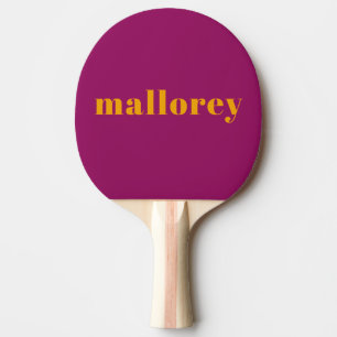 Raquete De Ping Pong Nome Cor de Laranja Rosa Simples Vibrante
