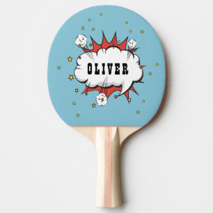 Raquete De Ping Pong Nome da Bolha de Discurso de HQ Super Herói
