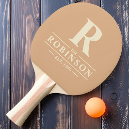 Raquete De Ping Pong Nome da família e Beijo inicial de pêssego