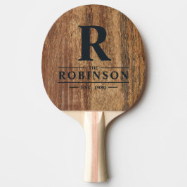 Raquete De Ping Pong Nome da Família e Inicial da Madeira de Cedro Brut