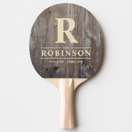 Raquete De Ping Pong Nome da Família e Inicial das Tábuas Gastas