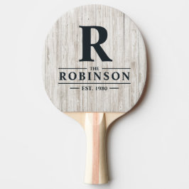 Raquete De Ping Pong Nome da Família e Inicial em Madeira Pintada de Br