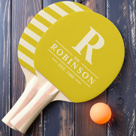 Raquete De Ping Pong Nome da família e Limão Escuro do Polo Inicial