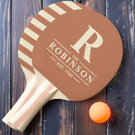 Raquete De Ping Pong Nome da família e Rosa inicial polo pálido