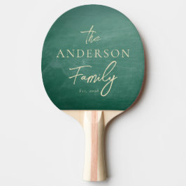 Raquete De Ping Pong Nome da Família Escrito à Mão em Quadro Verde