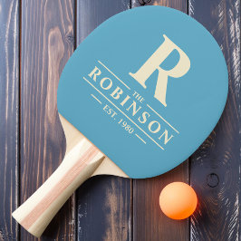 Raquete De Ping Pong Nome da Família & Inicial Aqua Sky