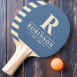 Raquete De Ping Pong Nome da Família & Inicial Polo Capri Azul