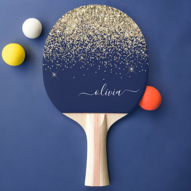 Raquete De Ping Pong Nome da Rapariga do Monograma de Script Azul do Ma (Criador carregado)