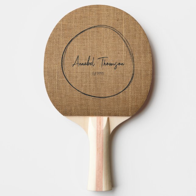 Raquete De Ping Pong Nome de aniagem marrom em círculo desenhado (Frente)