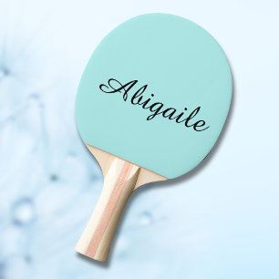 Raquete De Ping Pong Nome de Caligrafia Turquesa Minimalista Tendência 
