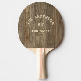 Raquete De Ping Pong Nome de Família à Beira-Mar Vintage em Madeira de 
