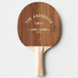 Raquete De Ping Pong Nome de Família à Beira-Mar Vintage em Madeira de