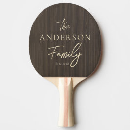 Raquete De Ping Pong Nome de Família Escrito à Mão em Madeira Moderna E