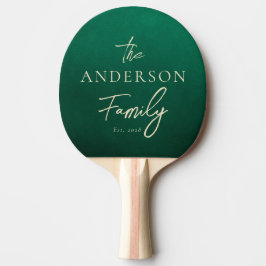 Raquete De Ping Pong Nome de Família Escrito à Mão em Verde Esmeralda