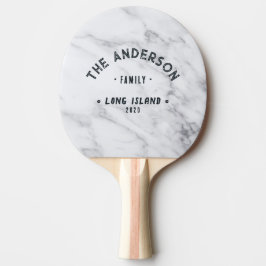 Raquete De Ping Pong Nome de Família Moderno Limpo Branco Vintage Praia