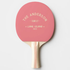 Raquete De Ping Pong Nome de Família Vintage de Meados do Século Dourad