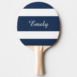 Raquete De Ping Pong Nome de Listras Azuis Marinho Modernas