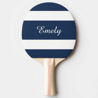 Raquete De Ping Pong Nome de Listras Azuis Marinho Modernas