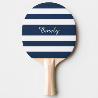 Raquete De Ping Pong Nome de Listras Azuis Marinho Modernas