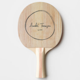 Raquete De Ping Pong Nome de Madeira de Freixo Branco em Círculo Desenh