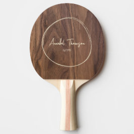 Raquete De Ping Pong Nome de Madeira de Noz em Círculo Desenhado