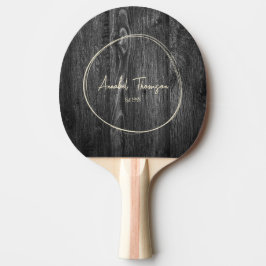 Raquete De Ping Pong Nome de Madeira Escurecida pelo Tempo em Círculo D