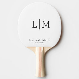Raquete De Ping Pong Nome de Monograma Moderno