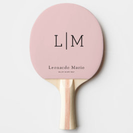 Raquete De Ping Pong Nome de Monograma Moderno