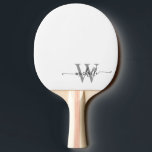 Raquete De Ping Pong Nome de Monograma Personalizado Moderno Cinza Bran<br><div class="desc">Raquete de Ping Pong personalizada com nome e monograma feminino em branco e cinza. Este design apresenta seu primeiro nome em uma linda tipografia de letra manuscrita com cauda swash (ou caligrafia) com monograma inicial em cinza e preto sobre branco. Estas são fáceis de personalizar. Ótimo presente feminino e elegante...</div>