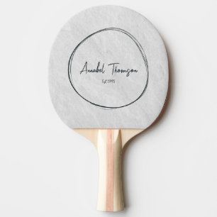Raquete De Ping Pong Nome de Pedra de Mármore Branco em Círculo Desenha