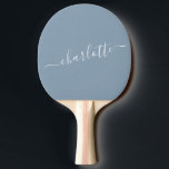 Raquete De Ping Pong Nome de Script Azul Elegante Dusty Personalizado<br><div class="desc">Pino Pong Personalizado - Nome do Script Azul Dusty Elegante</div>