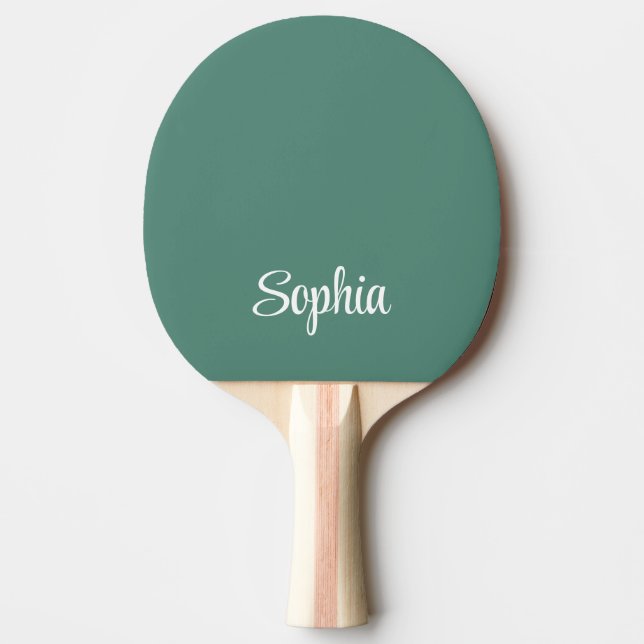 Raquete De Ping Pong Nome de Script Moderno Simples Monograma Verde (Frente)