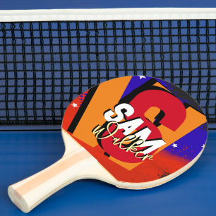 Raquete De Ping Pong Nome do jogador do Tênis mesa Red/Blue USA